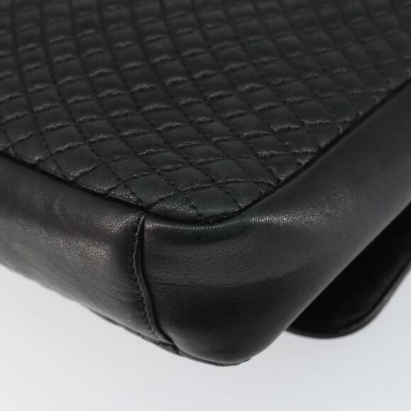 BALLY Shoulder Bag Leather Black Gold Auth BA9032